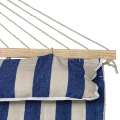 Northlight Striped Quilted Two Person Double Hammock With Pillow - 9' X 55" - Blue And Cream -Home Decor GUEST f6b3af21 3d2b 4139 8d79 173359e31603