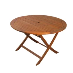 Northlight Round Outdoor Acacia Wood Folding Patio Dining Table 47" - Brown