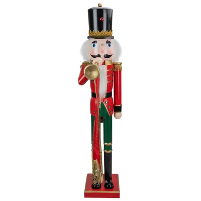 Northlight 36" Red And Green Christmas Nutcracker Soldier With Horn 2 Northlight 36" Red And Green Christmas Nutcracker Soldier With Horn - Image 2