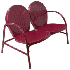 Northlight 42" Outdoor Retro Tulip Loveseat, Mulberry