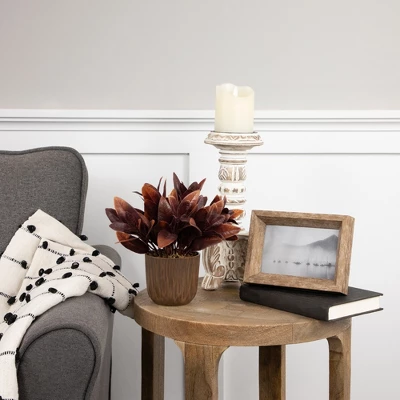 Northlight 8" Two-Tone Artificial Foliage Plant In A Textured Lined Pot 1 Northlight 8" Two-Tone Artificial Foliage Plant In A Textured Lined Pot