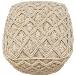 Northlight 18" Beige Handmade Macramé Natural Cotton Square Pouf Ottoman -Home Decor GUEST fa202b0a 0d0c 4b42 8926 1096fa417627