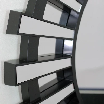 Northlight 25.5" Black Sunburst Round Wall Mounted Mirror 1 Northlight 25.5" Black Sunburst Round Wall Mounted Mirror