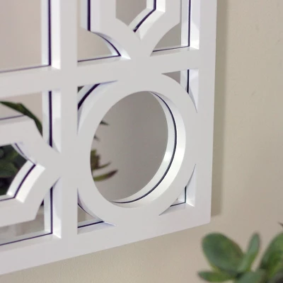Northlight 29.5" White Framed Geometric Openwork Rectangular Wall Mirror 2 Northlight 29.5" White Framed Geometric Openwork Rectangular Wall Mirror - Image 2