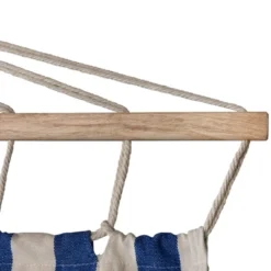 Northlight Striped Macrame Quilted Two Person Double Hammock - 9' X 56" - Blue And Cream -Home Decor GUEST fd021f28 d3a4 43ab b3f0 f792c3b7fcd3