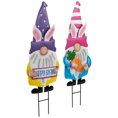 Northlight Happy Easter Gnomes Outdoor Garden Stakes - 27" - Set Of 2 3 Northlight Happy Easter Gnomes Outdoor Garden Stakes - 27" - Set Of 2 - Image 3