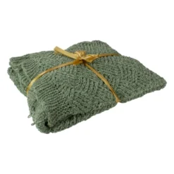 Northlight Green Chenille Cable Knit Rectangular Throw Blanket 50" X 60" -Home Decor GUEST fda12e8b e9f6 4e88 b762 d953a89c4e08