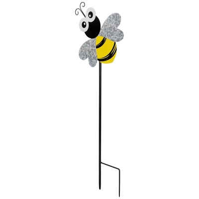 Northlight Bee Metal Outdoor Garden Stake - 23" - Black And Yellow 2 Northlight Bee Metal Outdoor Garden Stake - 23" - Black And Yellow - Image 2