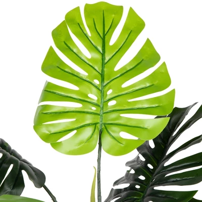 Northlight 4' Potted Two Tone Green Artificial Monstera Plant 3 Northlight 4' Potted Two Tone Green Artificial Monstera Plant - Image 3