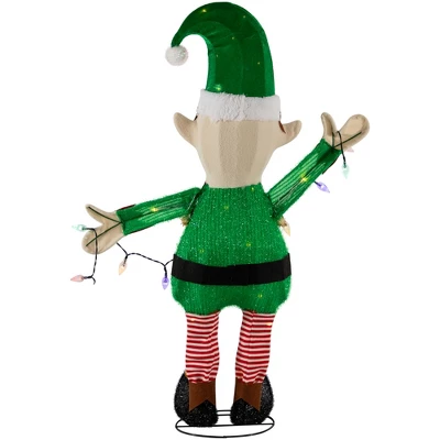 Northlight 34.25" LED Lighted Elf Holding Christmas Lights Outdoor Yard Decoration 7 Northlight 34.25" LED Lighted Elf Holding Christmas Lights Outdoor Yard Decoration - Image 7