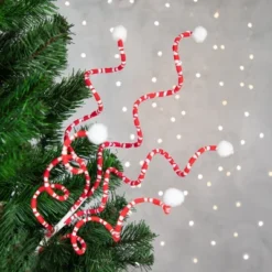 Northlight 24" Red And White Striped Candy Cane Curls Christmas Spray