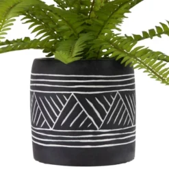Northlight 12" Artificial Boston Fern Plant In Aztec Pattern Ceramic Pot -Home Decor GUEST fe6c5a6c d90b 456c a694 fc33778fd569