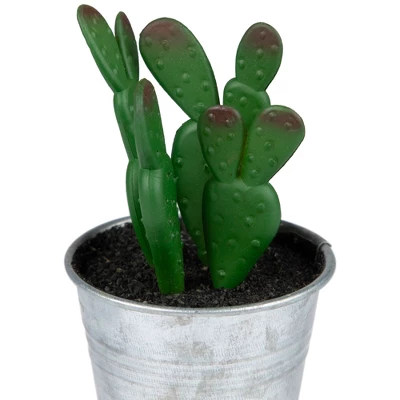 Northlight 3.5" Tropical Cactus In Tin Pot Artificial Potted Plant - Red/Green 5 Northlight 3.5" Tropical Cactus In Tin Pot Artificial Potted Plant - Red/Green - Image 5