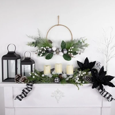 Northlight Real Touch™️ Winter Greenery With Pinecones Artificial Christmas Wreath - 18" - Unlit 2 Northlight Real Touch™️ Winter Greenery With Pinecones Artificial Christmas Wreath - 18" - Unlit - Image 2